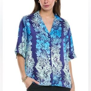 Sandro Womens blue hawaiian shirt